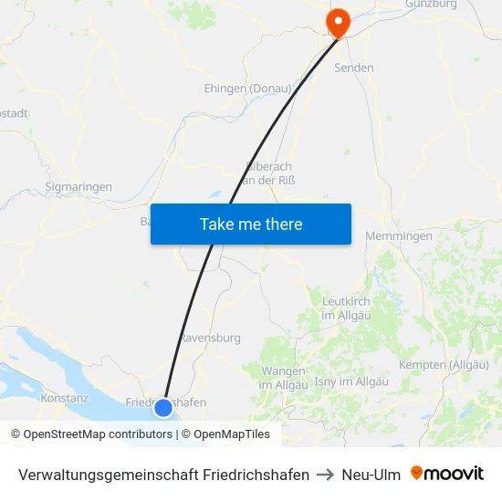 Verwaltungsgemeinschaft Friedrichshafen to Neu-Ulm map