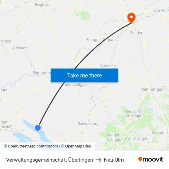 Verwaltungsgemeinschaft Überlingen to Neu-Ulm map
