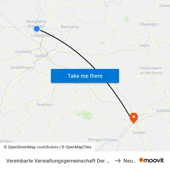 Vereinbarte Verwaltungsgemeinschaft Der Stadt Bietigheim-Bissingen to Neu-Ulm map