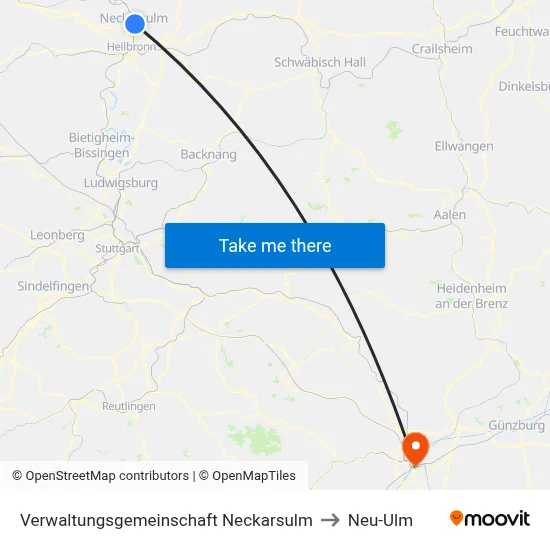 Verwaltungsgemeinschaft Neckarsulm to Neu-Ulm map