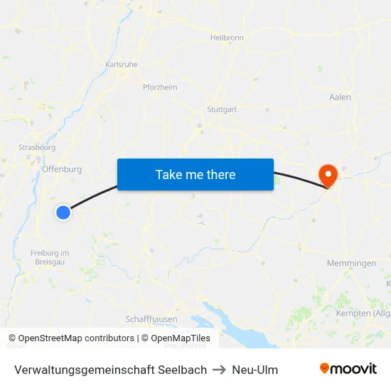 Verwaltungsgemeinschaft Seelbach to Neu-Ulm map