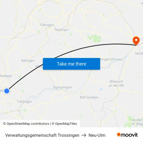 Verwaltungsgemeinschaft Trossingen to Neu-Ulm map