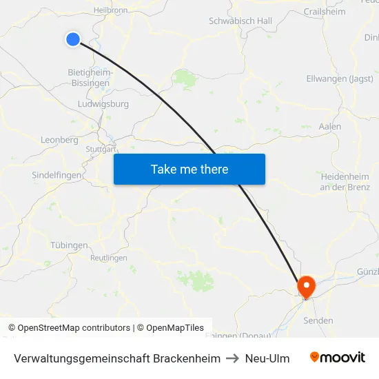Verwaltungsgemeinschaft Brackenheim to Neu-Ulm map