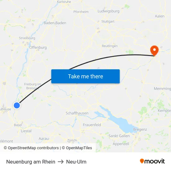 Neuenburg am Rhein to Neu-Ulm map