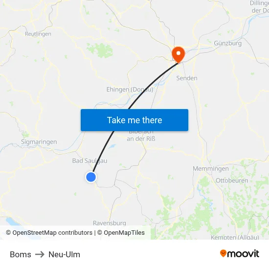 Boms to Neu-Ulm map