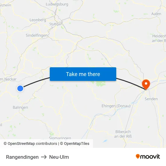 Rangendingen to Neu-Ulm map