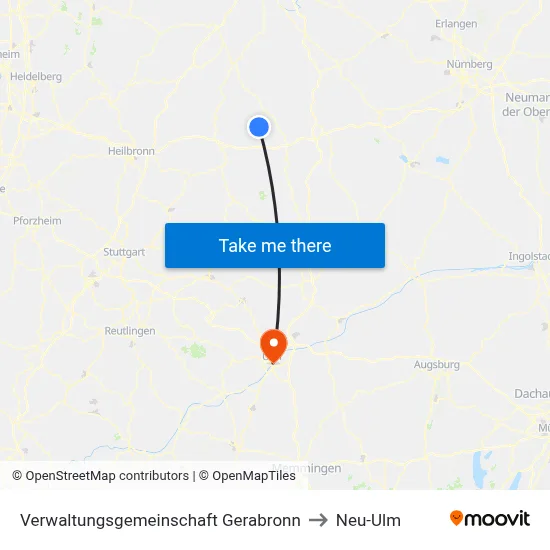 Verwaltungsgemeinschaft Gerabronn to Neu-Ulm map