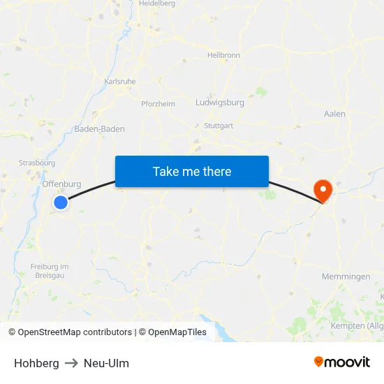 Hohberg to Neu-Ulm map