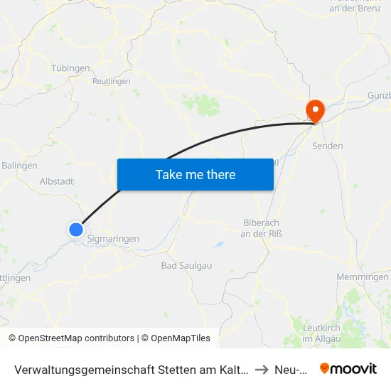 Verwaltungsgemeinschaft Stetten am Kalten Markt to Neu-Ulm map