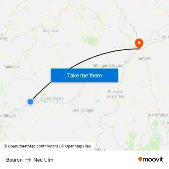 Beuron to Neu-Ulm map