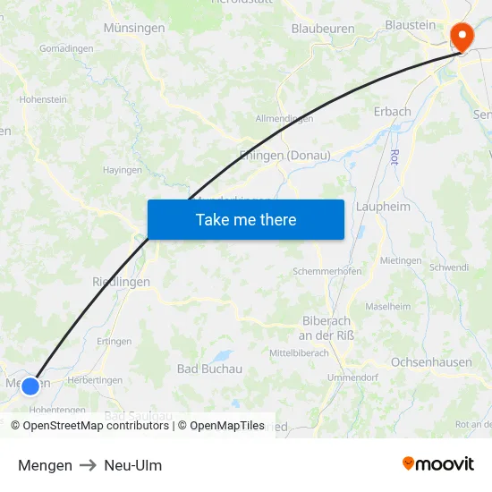 Mengen to Neu-Ulm map