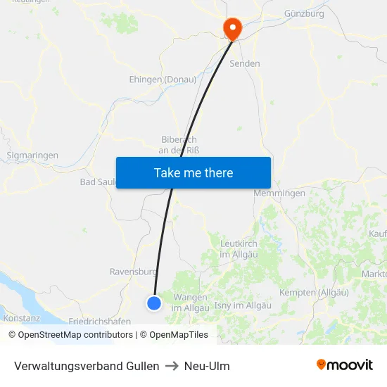 Verwaltungsverband Gullen to Neu-Ulm map