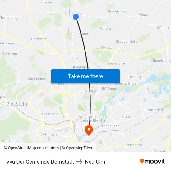 Vvg Der Gemeinde Dornstadt to Neu-Ulm map