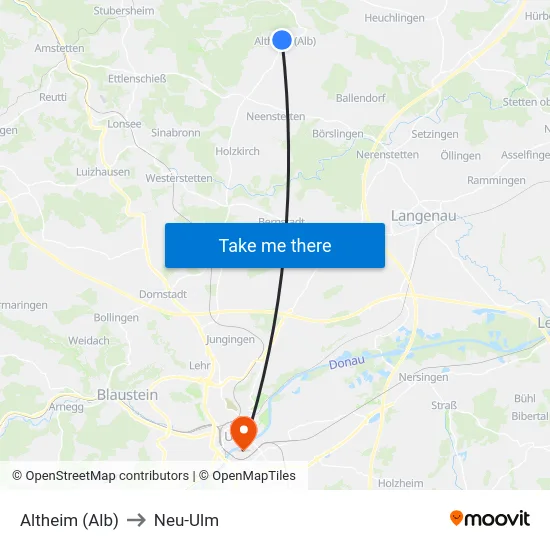 Altheim (Alb) to Neu-Ulm map