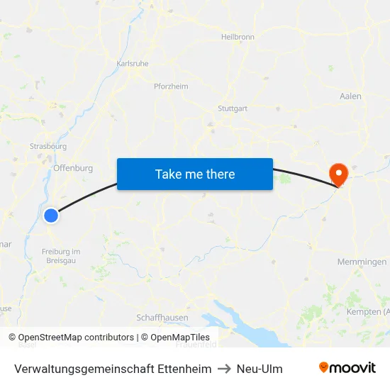 Verwaltungsgemeinschaft Ettenheim to Neu-Ulm map