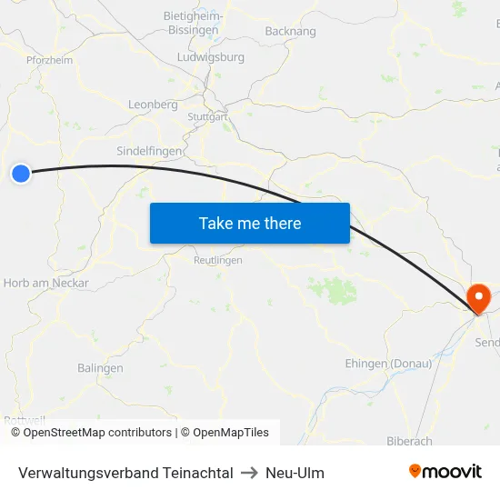 Verwaltungsverband Teinachtal to Neu-Ulm map
