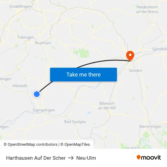 Harthausen Auf Der Scher to Neu-Ulm map