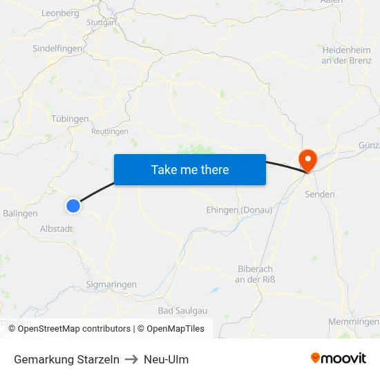 Gemarkung Starzeln to Neu-Ulm map
