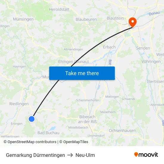 Gemarkung Dürmentingen to Neu-Ulm map