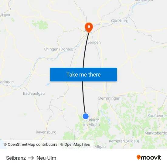 Seibranz to Neu-Ulm map