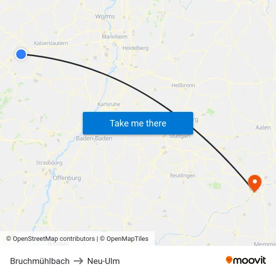 Bruchmühlbach to Neu-Ulm map