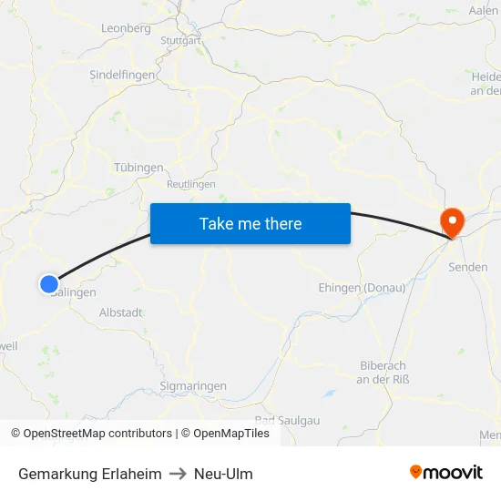 Gemarkung Erlaheim to Neu-Ulm map