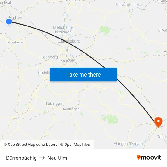 Dürrenbüchig to Neu-Ulm map