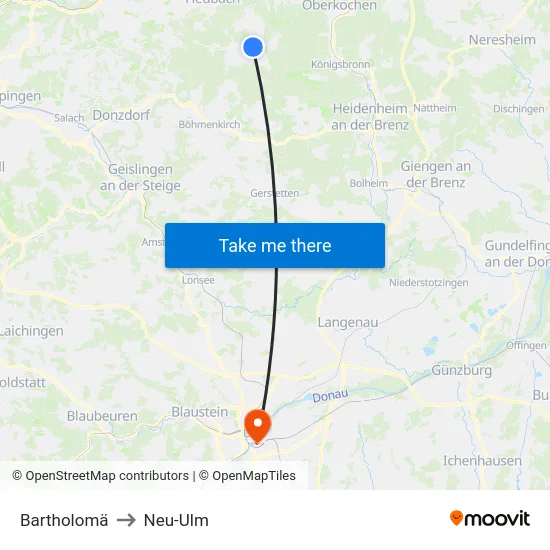Bartholomä to Neu-Ulm map