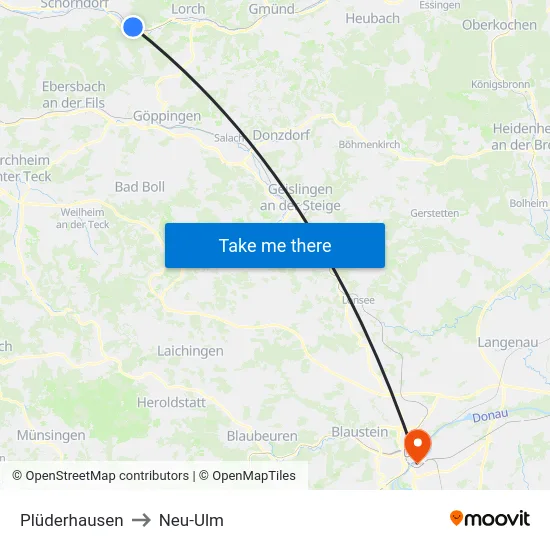 Plüderhausen to Neu-Ulm map