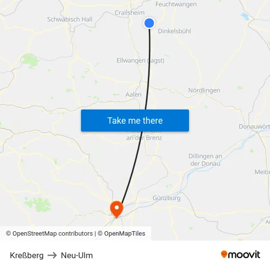 Kreßberg to Neu-Ulm map