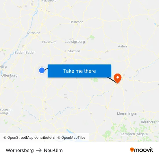 Wörnersberg to Neu-Ulm map