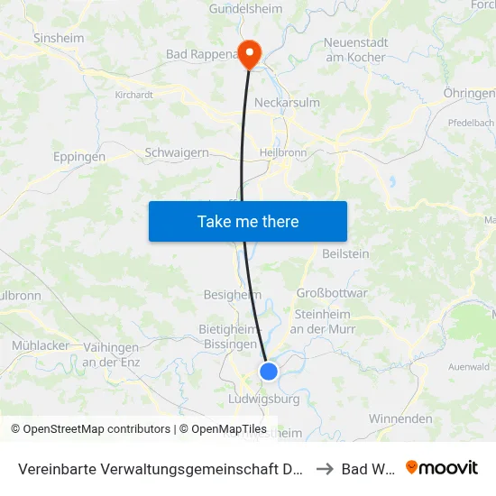 Vereinbarte Verwaltungsgemeinschaft Der Stadt Freiberg am Neckar to Bad Wimpfen map