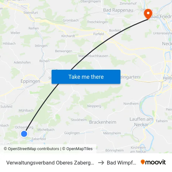 Verwaltungsverband Oberes Zabergäu to Bad Wimpfen map