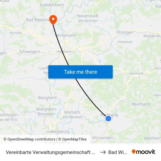 Vereinbarte Verwaltungsgemeinschaft Der Stadt Backnang to Bad Wimpfen map