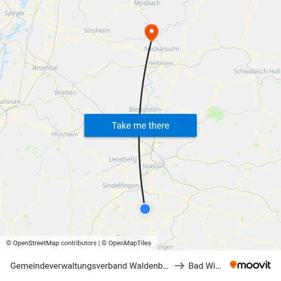 Gemeindeverwaltungsverband Waldenbuch/Steinenbronn to Bad Wimpfen map