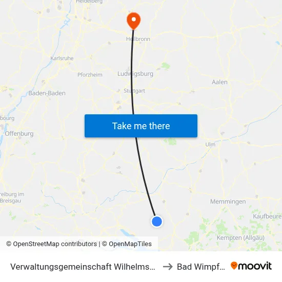 Verwaltungsgemeinschaft Wilhelmsdorf to Bad Wimpfen map