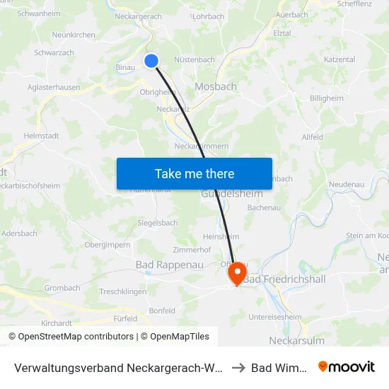 Verwaltungsverband Neckargerach-Waldbrunn to Bad Wimpfen map