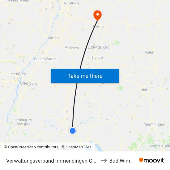 Verwaltungsverband Immendingen-Geisingen to Bad Wimpfen map