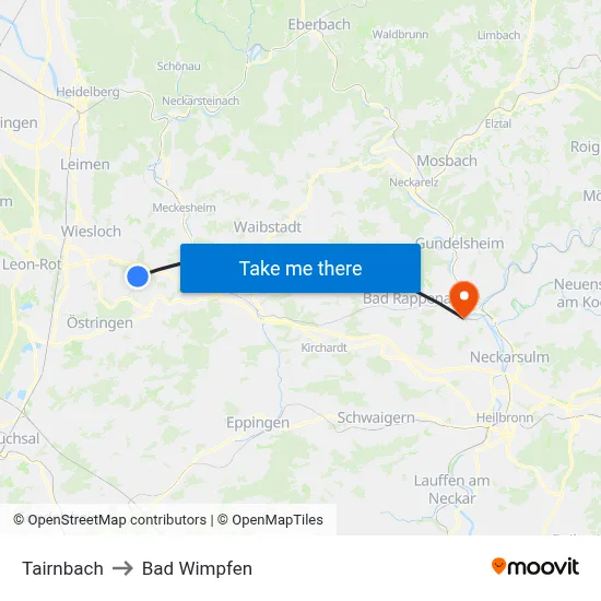 Tairnbach to Bad Wimpfen map