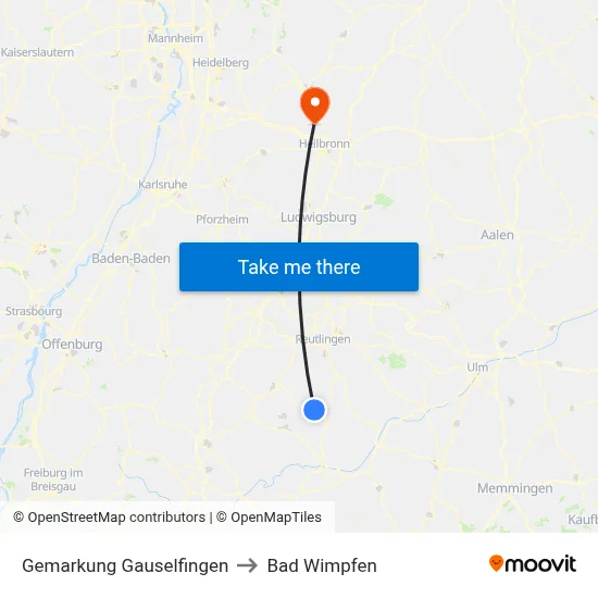 Gemarkung Gauselfingen to Bad Wimpfen map