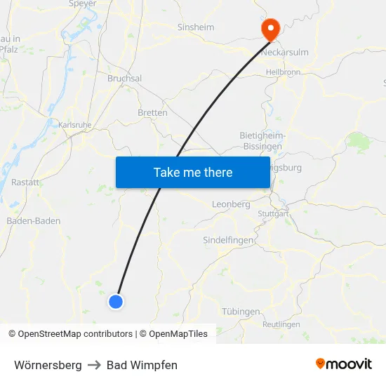 Wörnersberg to Bad Wimpfen map