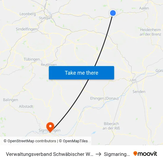 Verwaltungsverband Schwäbischer Wald to Sigmaringen map