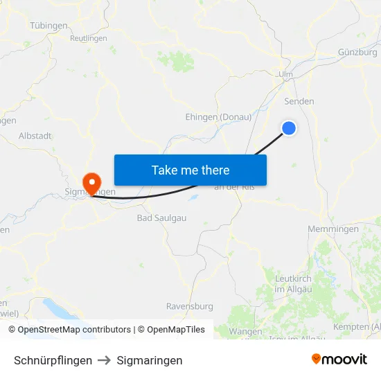 Schnürpflingen to Sigmaringen map
