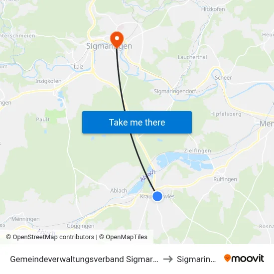 Gemeindeverwaltungsverband Sigmaringen to Sigmaringen map