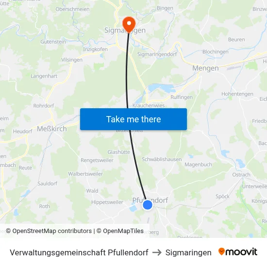 Verwaltungsgemeinschaft Pfullendorf to Sigmaringen map