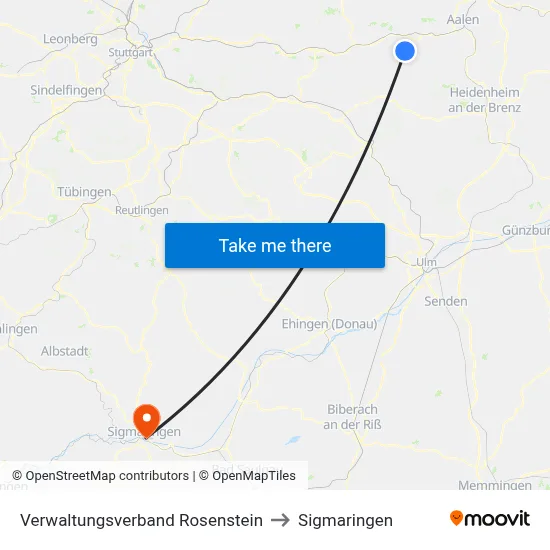 Verwaltungsverband Rosenstein to Sigmaringen map