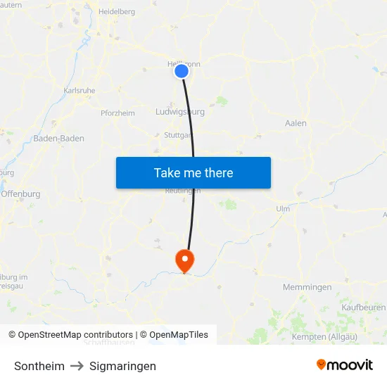 Sontheim to Sigmaringen map