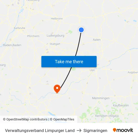 Verwaltungsverband Limpurger Land to Sigmaringen map