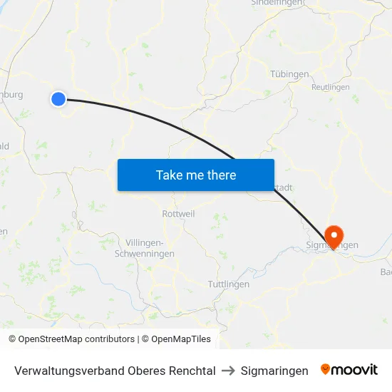 Verwaltungsverband Oberes Renchtal to Sigmaringen map