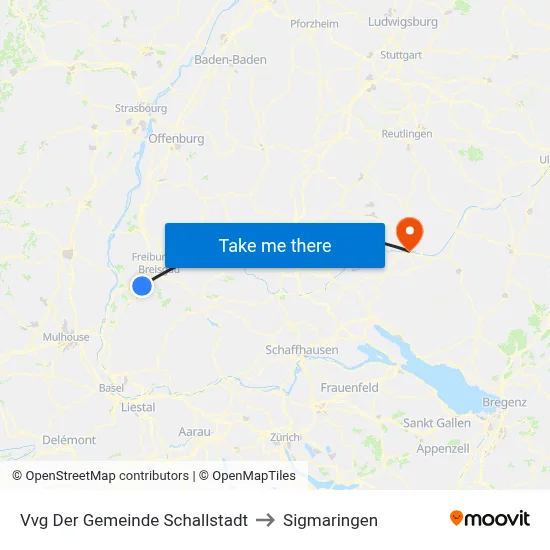 Vvg Der Gemeinde Schallstadt to Sigmaringen map